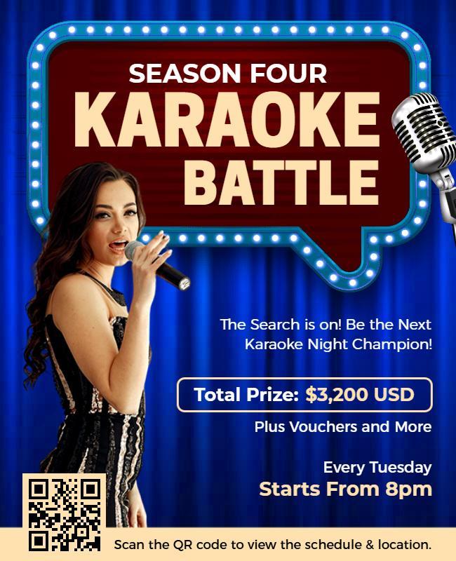 Dynamic Blue Karaoke Battle Competition Flyer Template