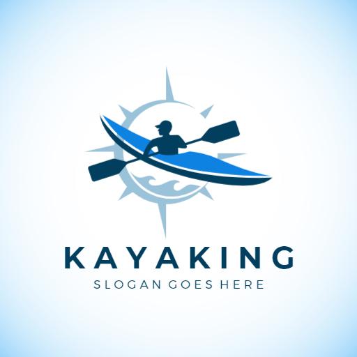 Dynamic Blue Kayaking Adventure and Water Sports Logo Template