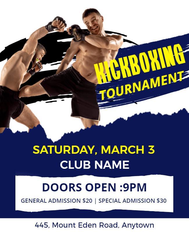 Dynamic Blue Kickboxing Tournament Event Flyer Template