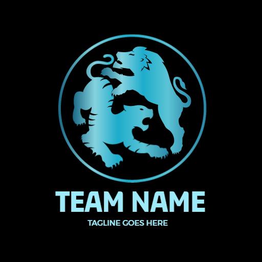 Dynamic Blue Lion and Tiger Representing Animal Strength Logo Template