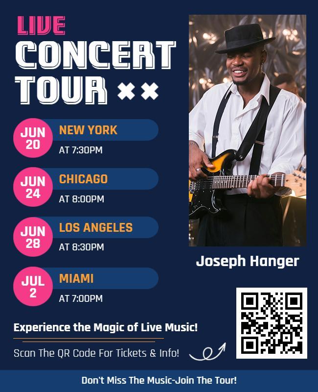 Dynamic Blue Live Concert Tour Announcement Flyer Template