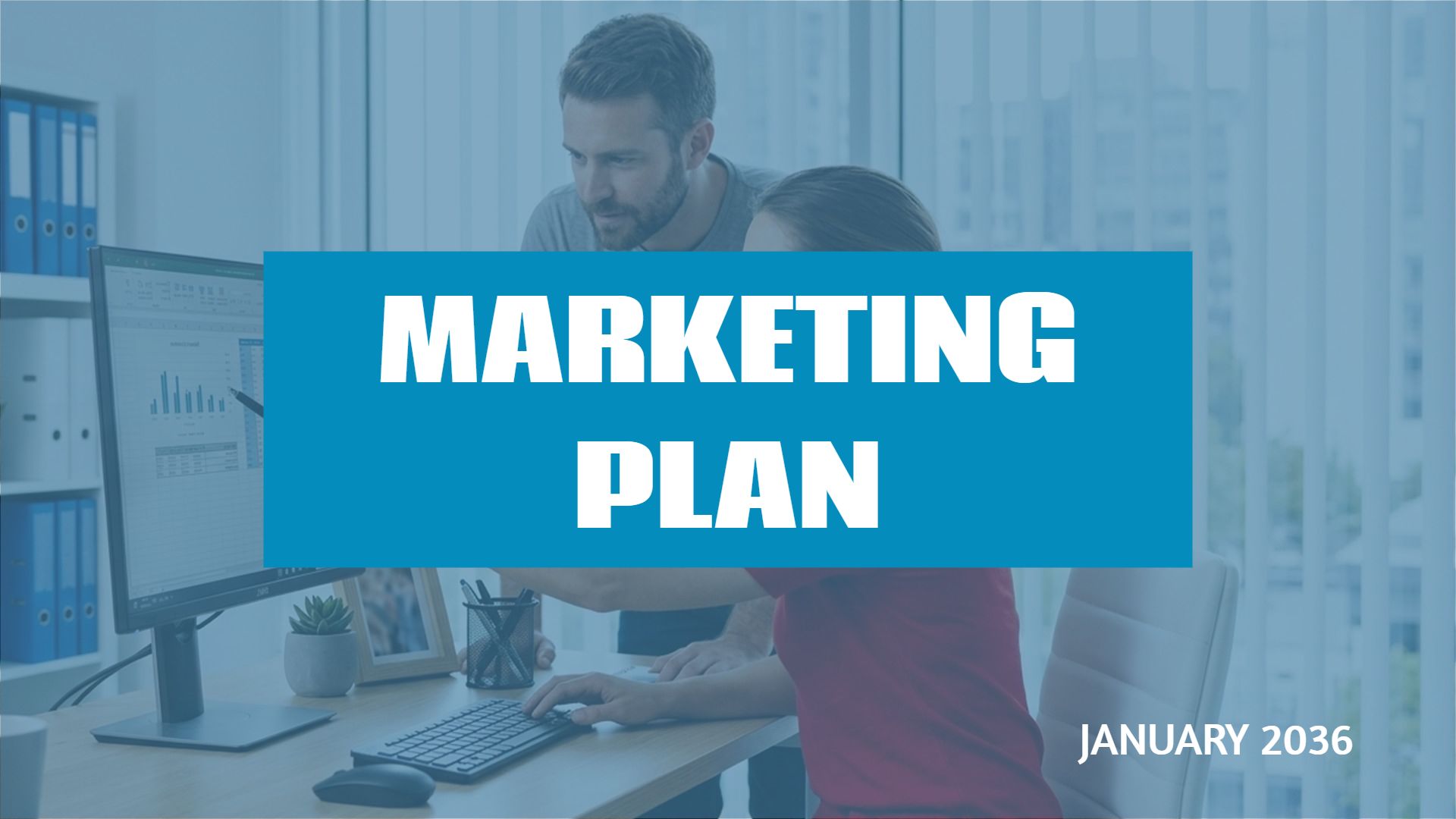 Dynamic Blue Marketing Strategy Overview Presentation Template