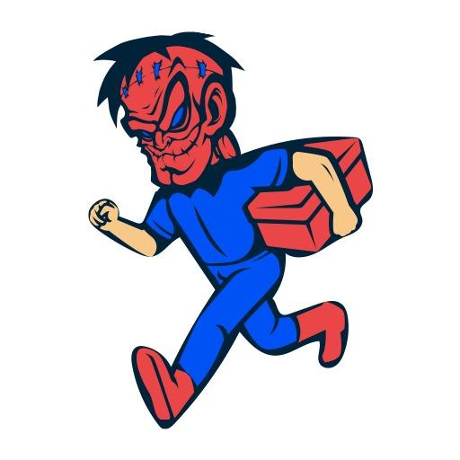 Dynamic Blue Mascot Running with a Toolbox Logo Template