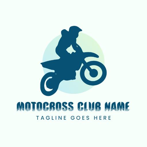 Dynamic Blue Motocross Rider in Action Logo Template