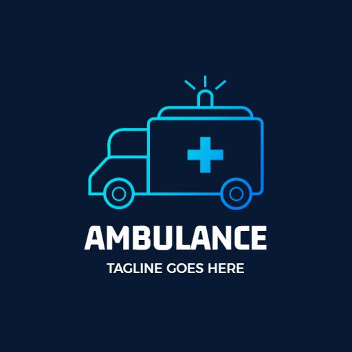 Dynamic Blue Neon Ambulance Symbolizing Emergency Response Logo Template