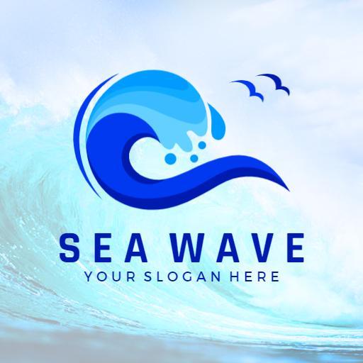 Dynamic Blue Ocean Wave Design Capturing Sea Elements Logo Template