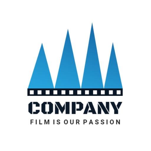 Dynamic Blue Peaks Representing Film Industry Passion Logo Template