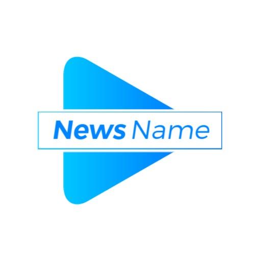 Dynamic Blue Play Button Enhancing News Broadcasting Logo Template