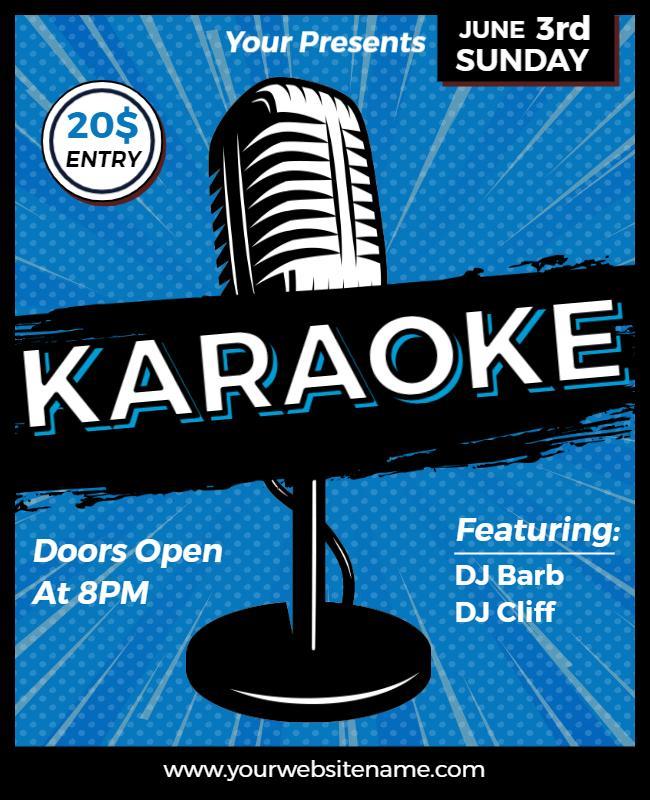 Dynamic Blue Pop Art Karaoke Night Event Poster Template