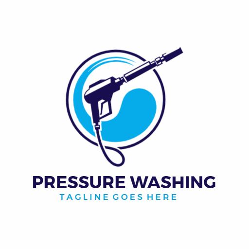 Dynamic Blue Pressure Washing Design with Power Nozzle Logo Template