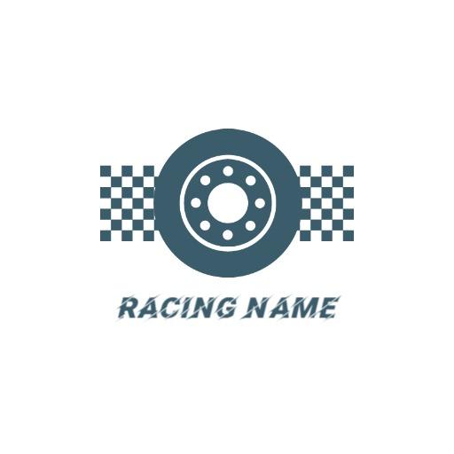 Dynamic Blue Racing Tire Design with Checkered Flags Logo Template