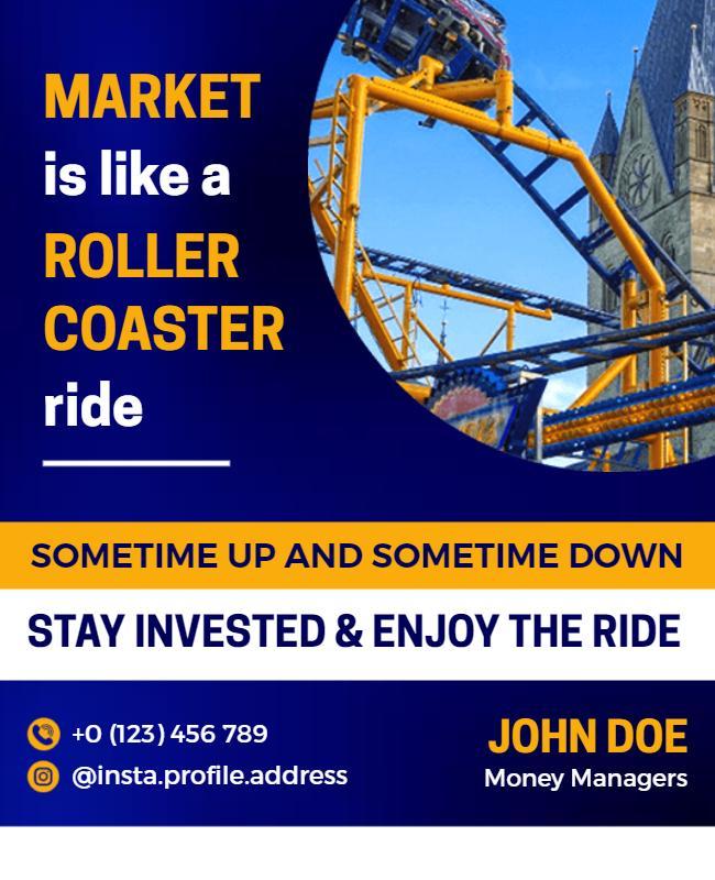 Dynamic Blue Roller Coaster Investment Advice Poster Template