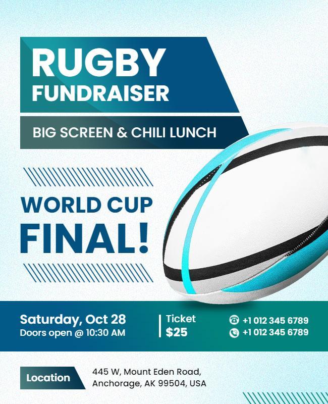 Dynamic Blue Rugby Fundraiser World Cup Final Poster Template