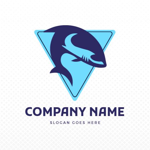 Dynamic Blue Shark Design Emphasizing Fishing Adventure Logo Template