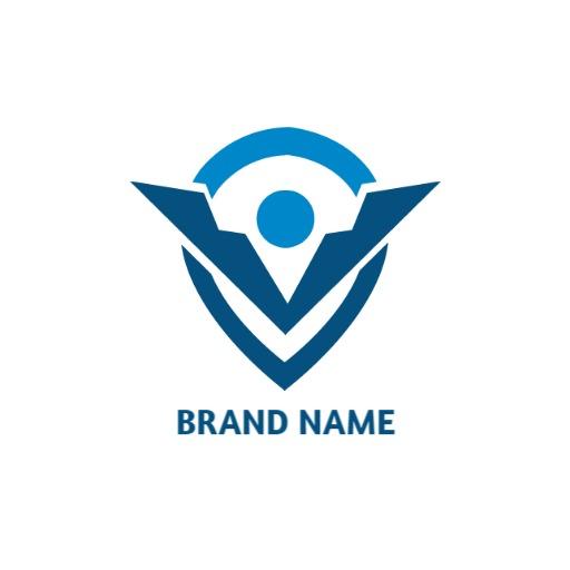 Dynamic Blue Shield Design Celebrating Sports Champions Logo Template
