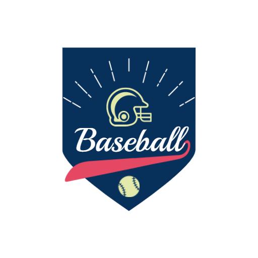 Dynamic Blue Shield Design Featuring Baseball Excitement Logo Template