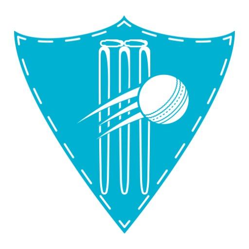 Dynamic Blue Shield Design Representing Cricket Team Logo Template