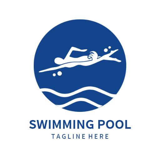 Dynamic Blue Silhouette of Swimmer in Water Logo Template