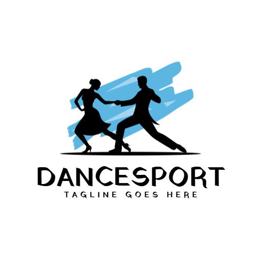 Dynamic Blue Silhouettes Celebrating Dancesport Passion Logo Template