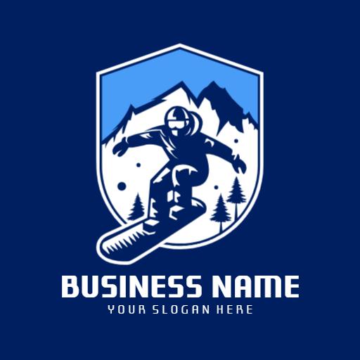 Dynamic Blue Snowboard Design Showcasing Winter Sports Logo Template