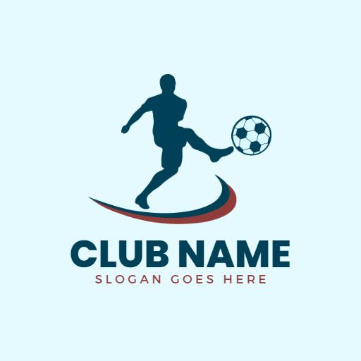 Dynamic Blue Soccer Player Kicking a Ball Logo Template