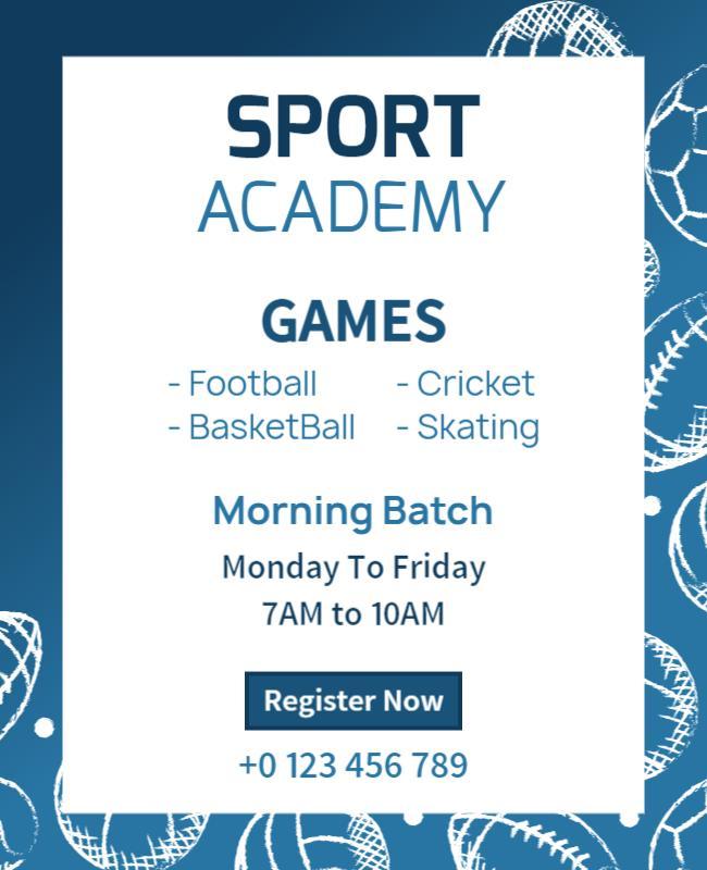 Dynamic Blue Sports Academy Registration Flyer Template