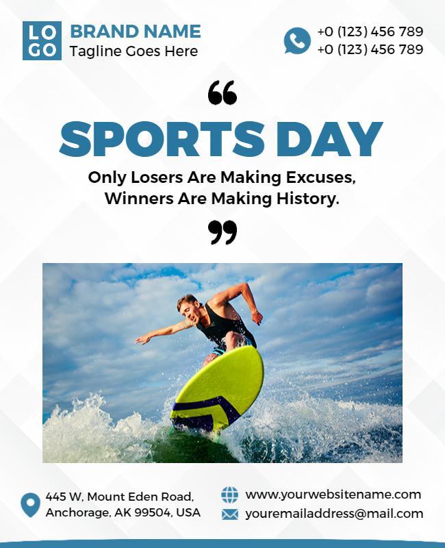 Dynamic Blue Sports Day Competition Event Poster Template