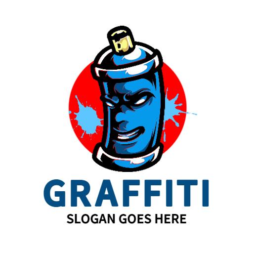 Dynamic Blue Spray Paint Can in Urban Graffiti Logo Template
