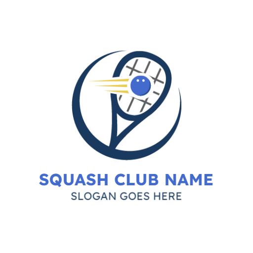 Dynamic Blue Squash Racket Design Promoting Active Play Logo Template