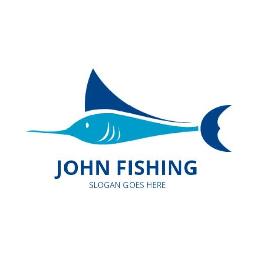 Dynamic Blue Swordfish Design Representing Fishing Logo Template