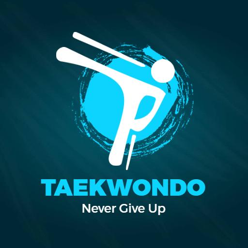 Dynamic Blue Taekwondo Design Motivating Perseverance Logo Template