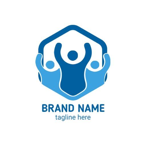Dynamic Blue Team Collaboration in a Supportive Embrace Logo Template