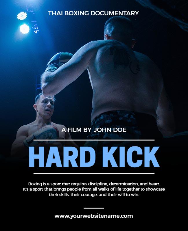Dynamic Blue Thai Boxing Documentary Film Poster Template