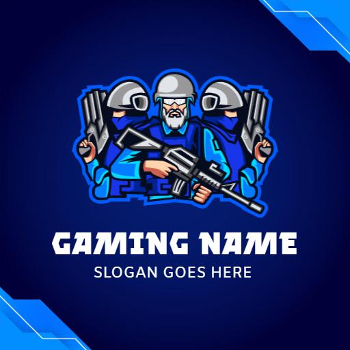 Dynamic Blue Themed Gaming Squad Logo with Strategic Elements Logo Template