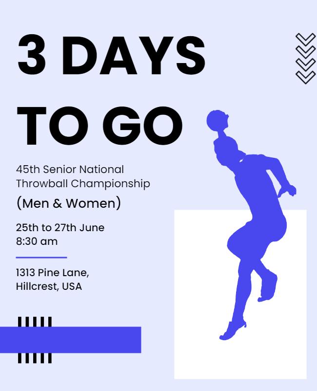 Dynamic Blue Throwball Championship Countdown Poster Template