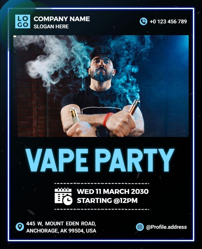 Dynamic Blue Vape Party Event Celebration Poster Template