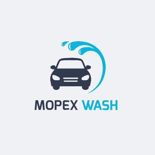 Dynamic Blue Water Splashing on a Clean Car Wash Logo Template