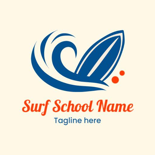 Dynamic Blue Wave and Surfboard Design for Surfing Logo Template