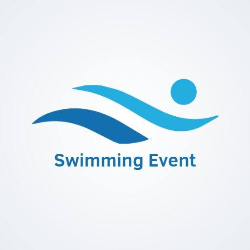 Dynamic Blue Waves Illustrating a Swimming Event Logo Template