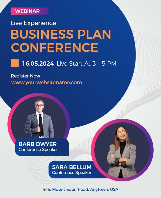 Dynamic Blue Webinar Business Plan Conference Poster Template