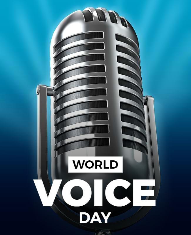 Dynamic Blue World Voice Day Celebration Poster Template