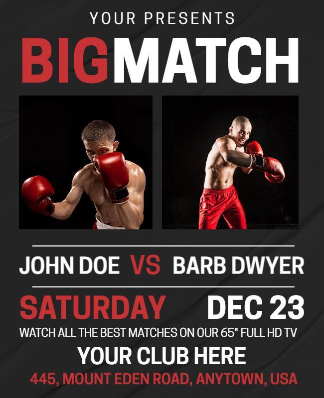 Dynamic Boxing Match Event Announcement Poster Template