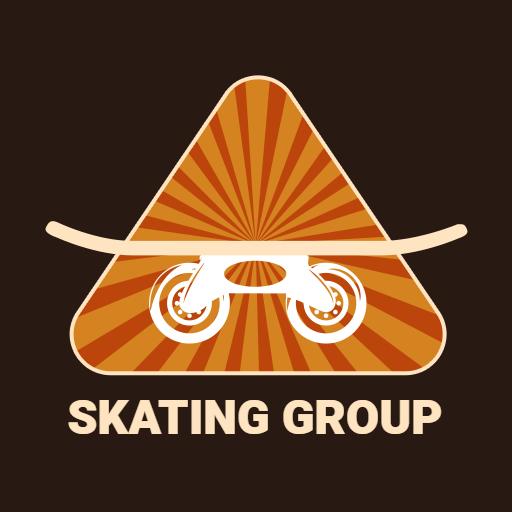 Dynamic Brown Background with Skating Group Logo Design Logo Template
