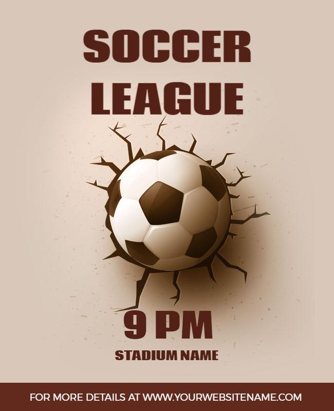 Dynamic Brown Soccer League Game Announcement Poster Template