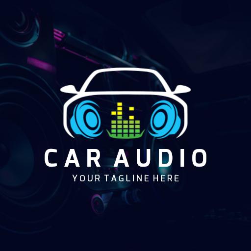 Dynamic Car Outline with Audio Waves Reflecting Car Audio Logo Template