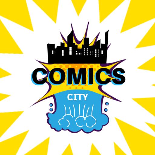 Dynamic City Skyline with Vibrant Comics Theme Logo Template