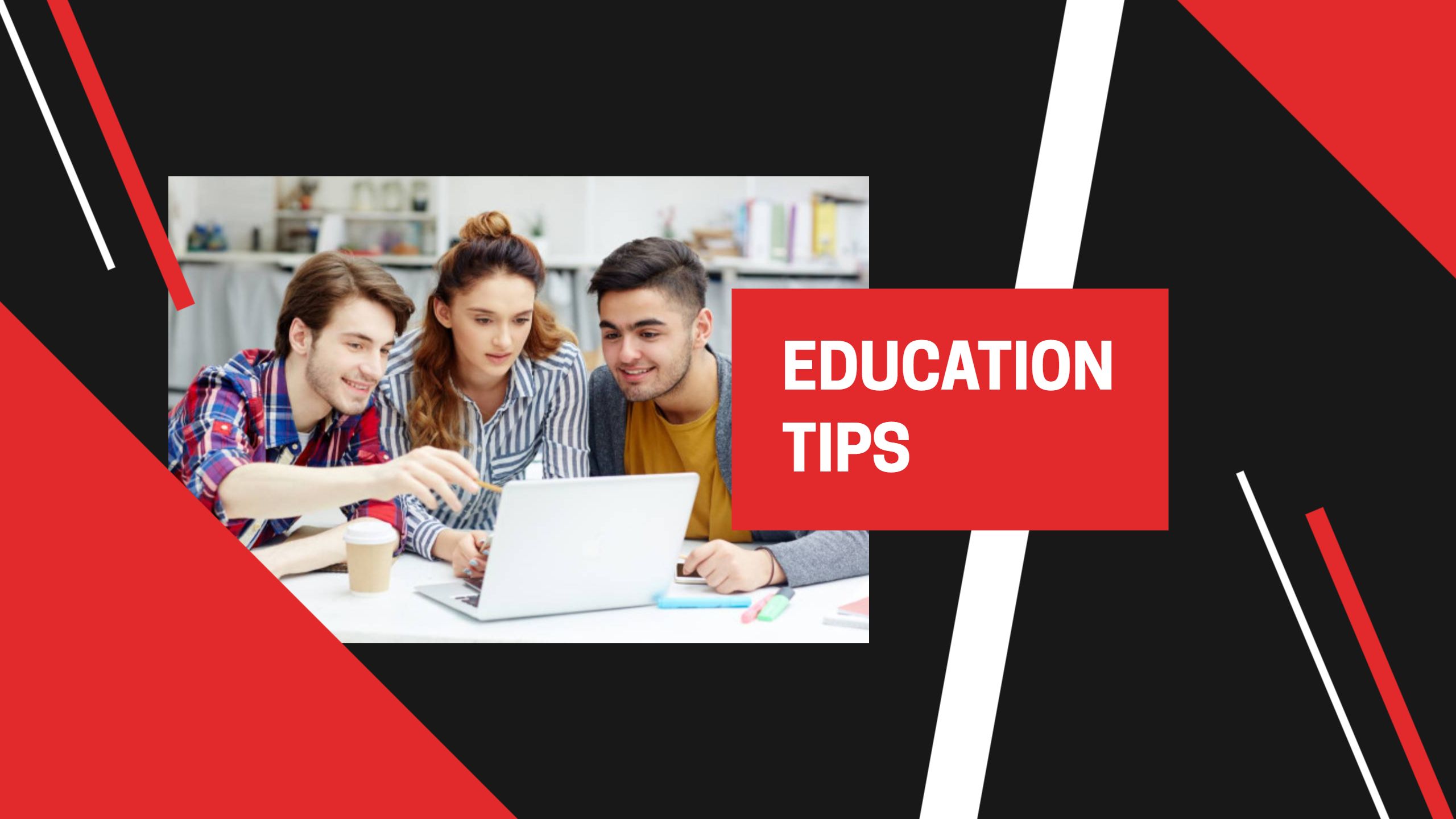 Dynamic Collaboration in Education Tips with Bold Red Design Banner Template