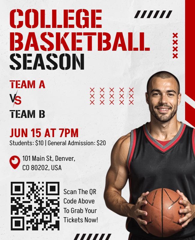 Dynamic College Basketball Season Promo Flyer Template