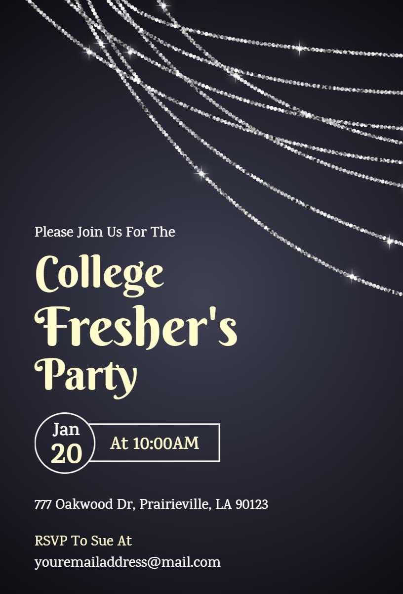 Dynamic College Freshers Party Celebration Invitation Template