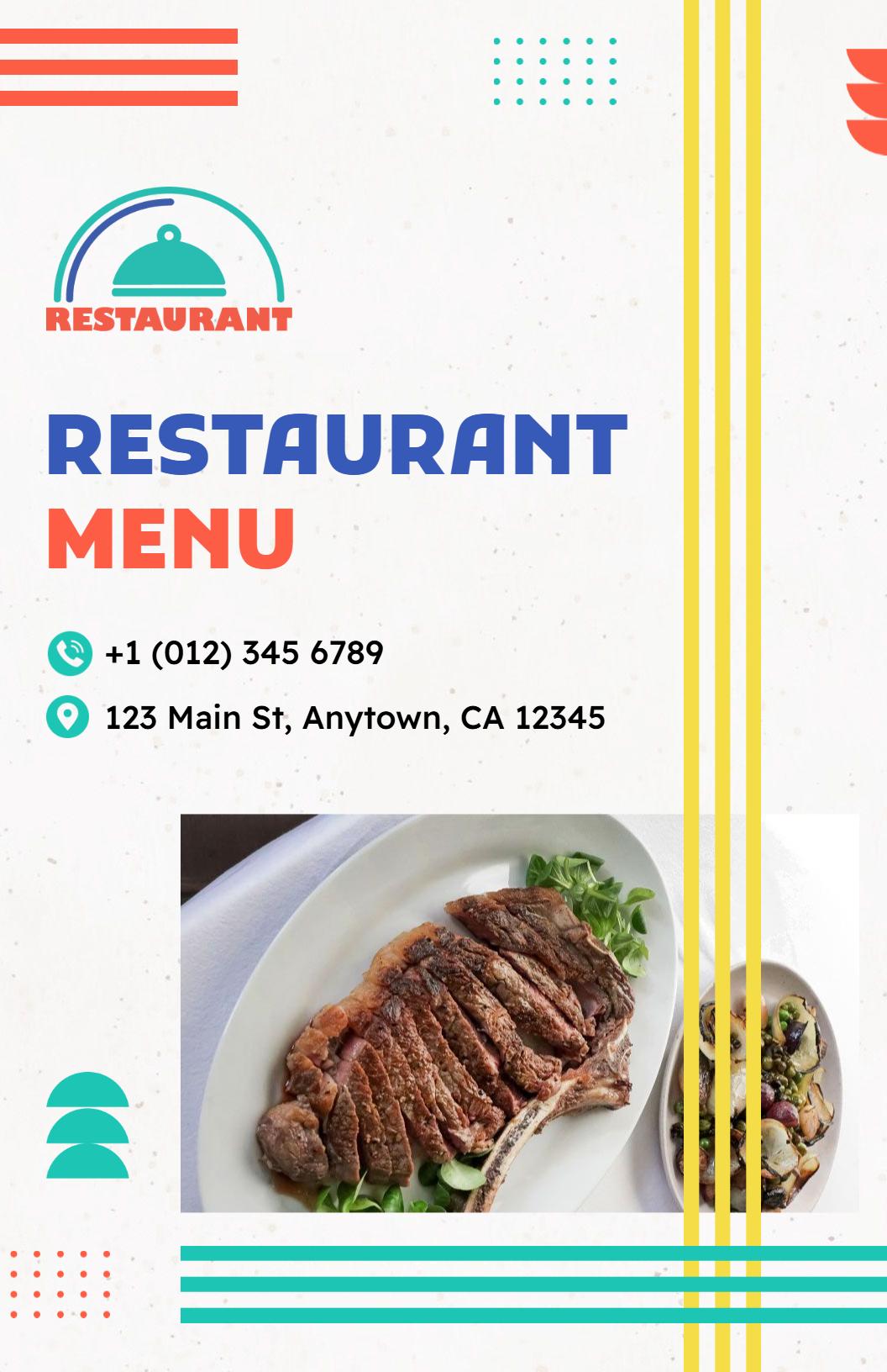 Dynamic Color Stripes Restaurant Menu Template